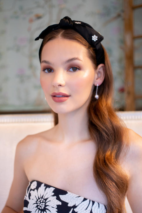 Black Bow Rhinestone Headband